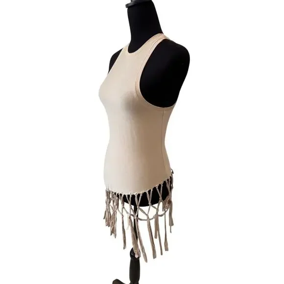 New TOPSHOP NORDSTROM Women's Stone Macrame Style Tank Top Size 8-10 - Picture 5 of 9
